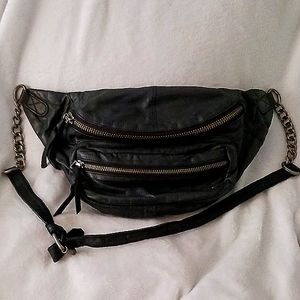 Free People Black Leather Sling Bag